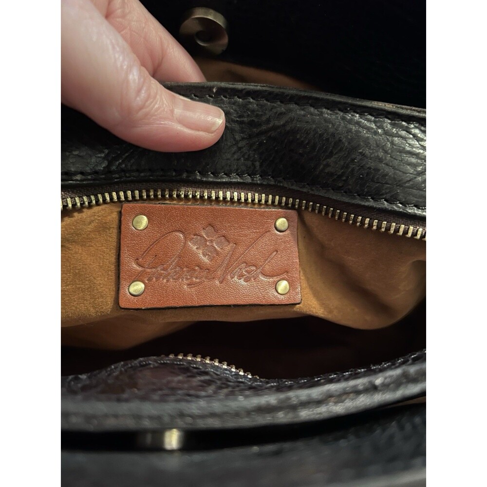 Patricia Nash Angelin BLACK Leather Satchel purse Matching Scarf  EMBROIDERED! - Picture 12 of 16